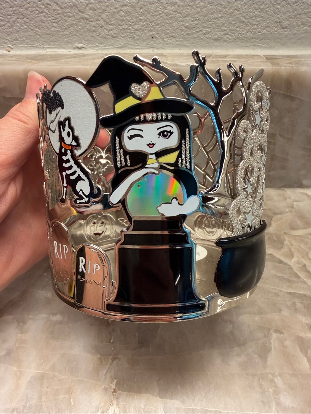 Bath and Body Works Halloween Scene Witch Decorative 3-Wick Candle Holder
